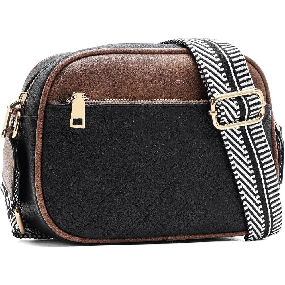 Small Vegan Leather Crossbody Bag With Zipper And Adjustable Strap For Women